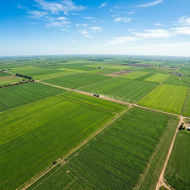 Aerial view of green agricultural field